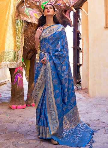 Beautiful Blue Soft Silk Handloom Weaving Traditional Saree